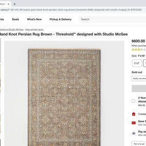 7X10 Buena Park Hand Knot Persian Rug Brown-Threshold™ designed with StudioMcGee